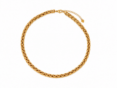 COLLAR ACERO TRENZADO DORADO