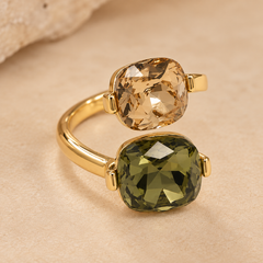 Anillo dorado Iris de latón con baño de oro