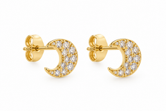 Pendientes Nocta de plata 925 con baño de oro, luna dorada