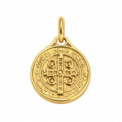Charm San Benito medalla de acero dorado - Alma de Plata