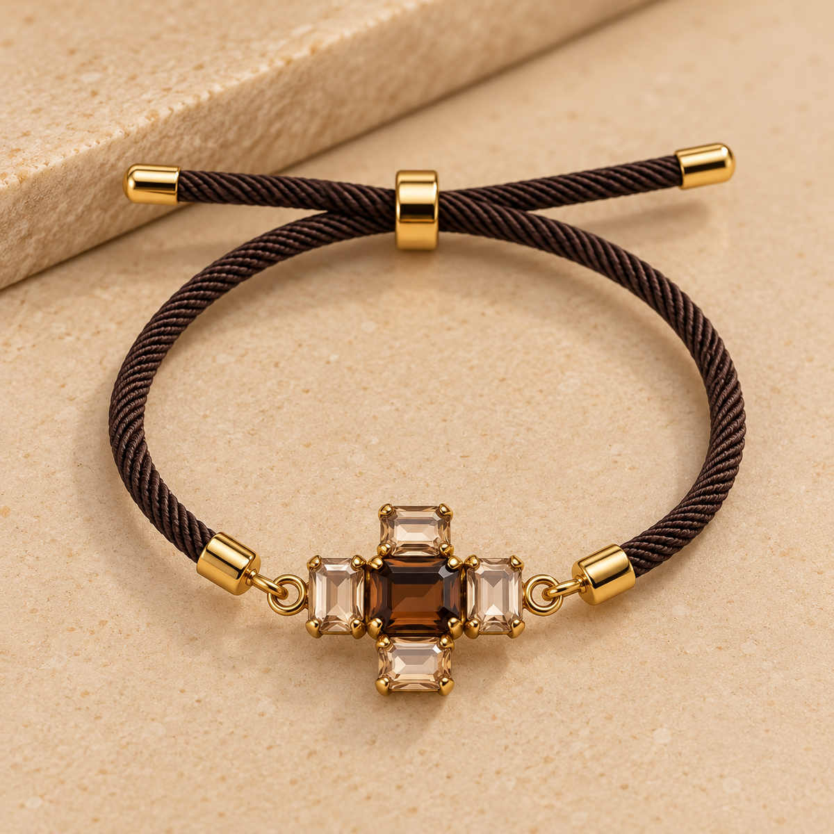 Pulsera ajustable Esenza de cuerda y latón dorado