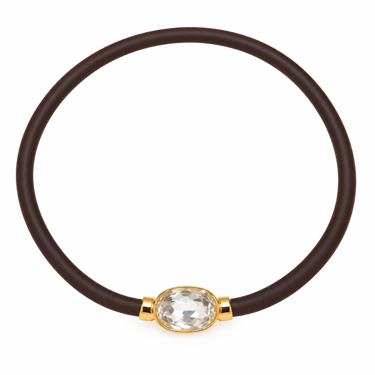 Collar Ébano de caucho con circonita, vista 10 - Alma de Plata