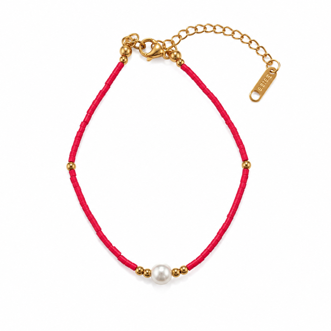 PULSERA ROJA PERLA