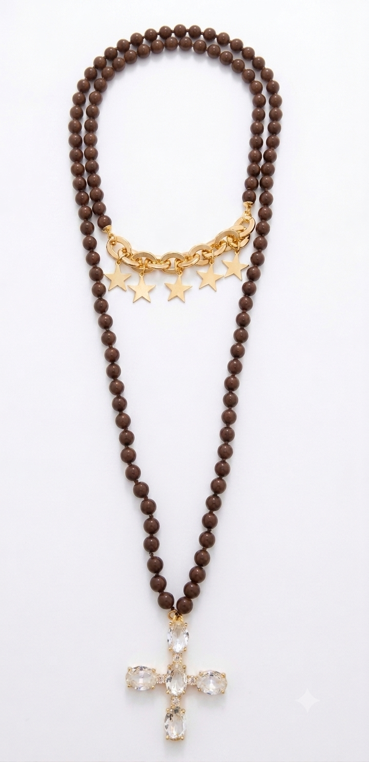 COLLAR CRUZ MARRON