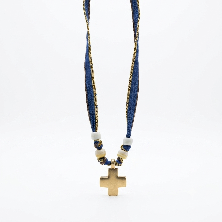 COLLAR CINTA AZUL CRUZ