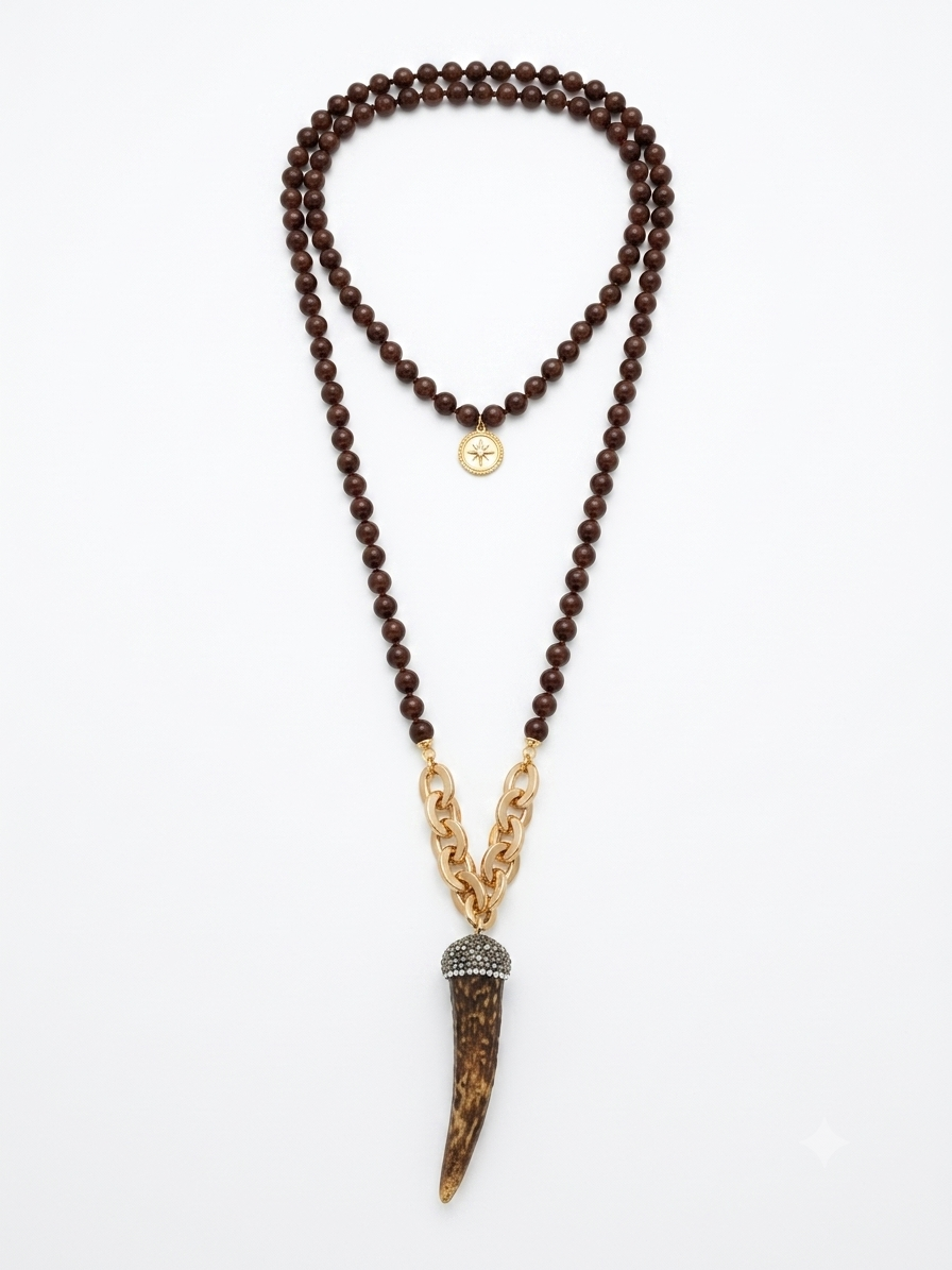 COLLAR MARRÓN CUERNO