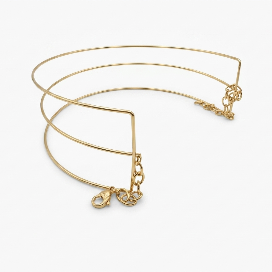 COLLAR CHOKER TRIPLE ACERO DORADO