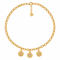 Pulsera Mis Iniciales con letras de circonitas bañada en oro de 18k - Alma de Plata
