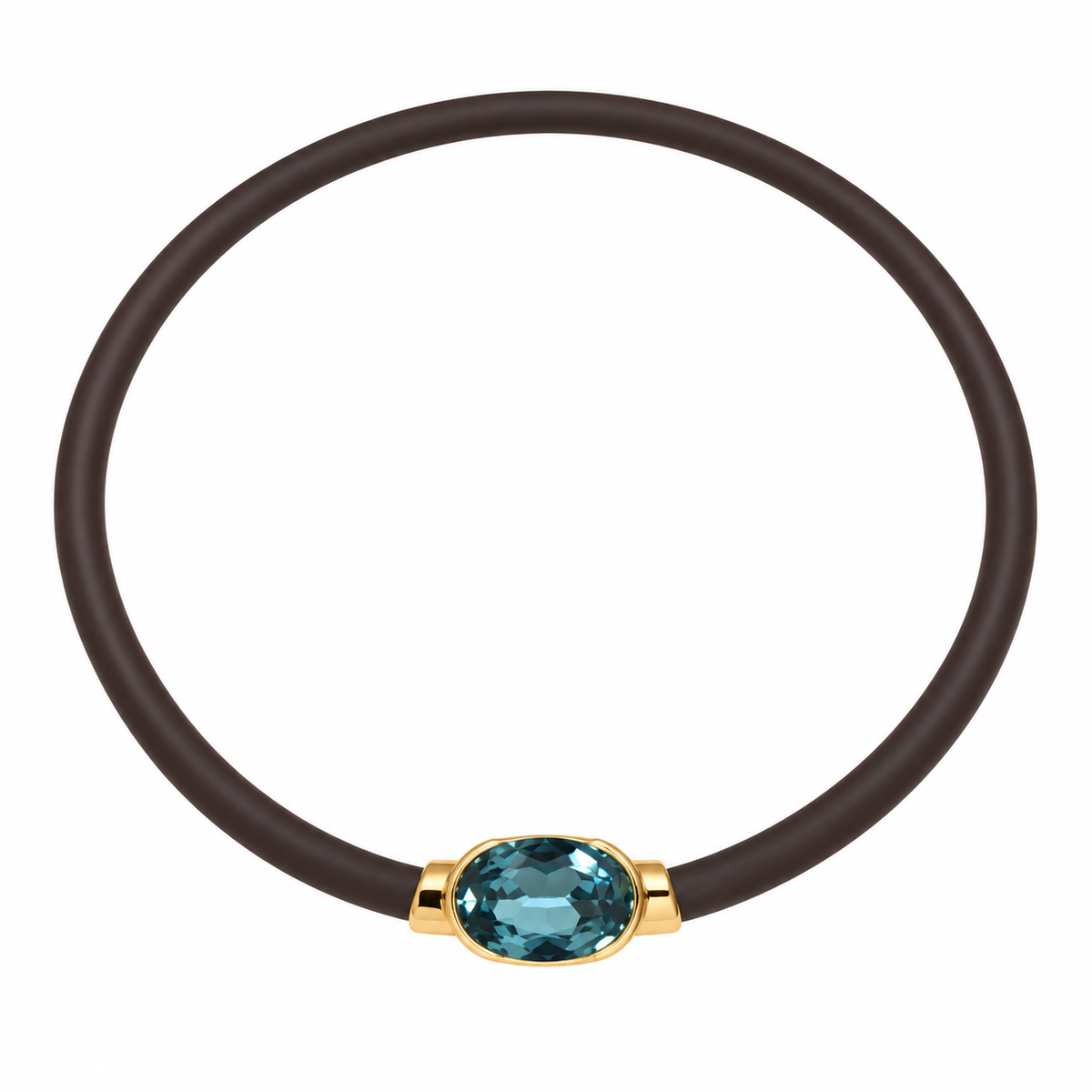Collar Ébano de caucho con circonita, vista 5 - Alma de Plata