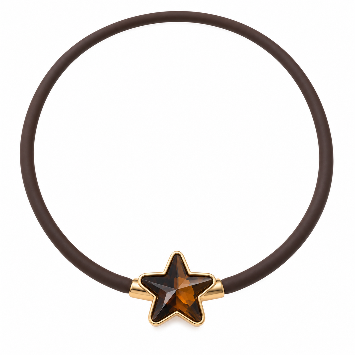 Collar Astral de caucho con cristal facetado y baño de oro, foto 1