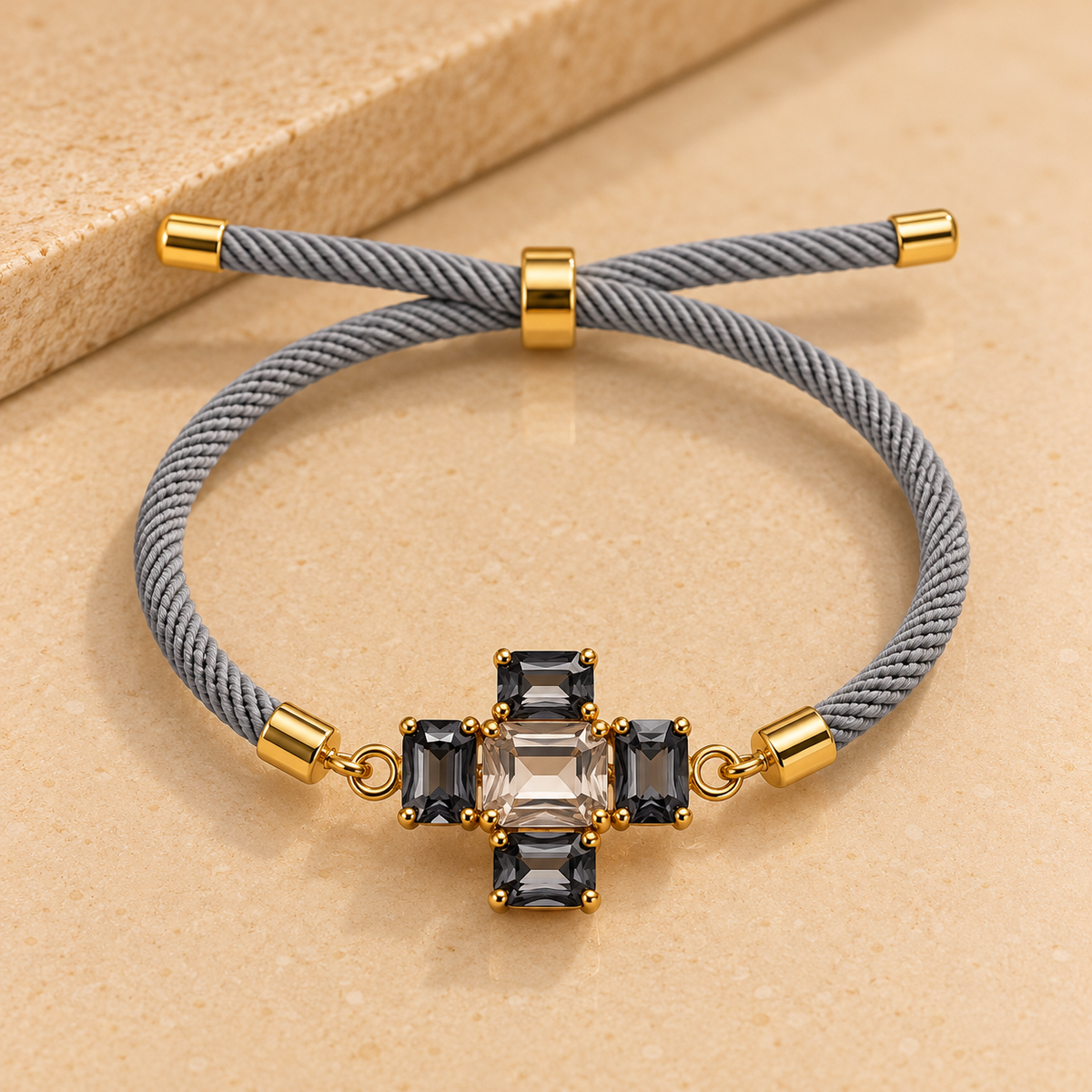 Pulsera de cuerda Esenza con cristales facetados