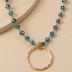 Collar Aurea de piedra con charm dorado - Alma de Plata