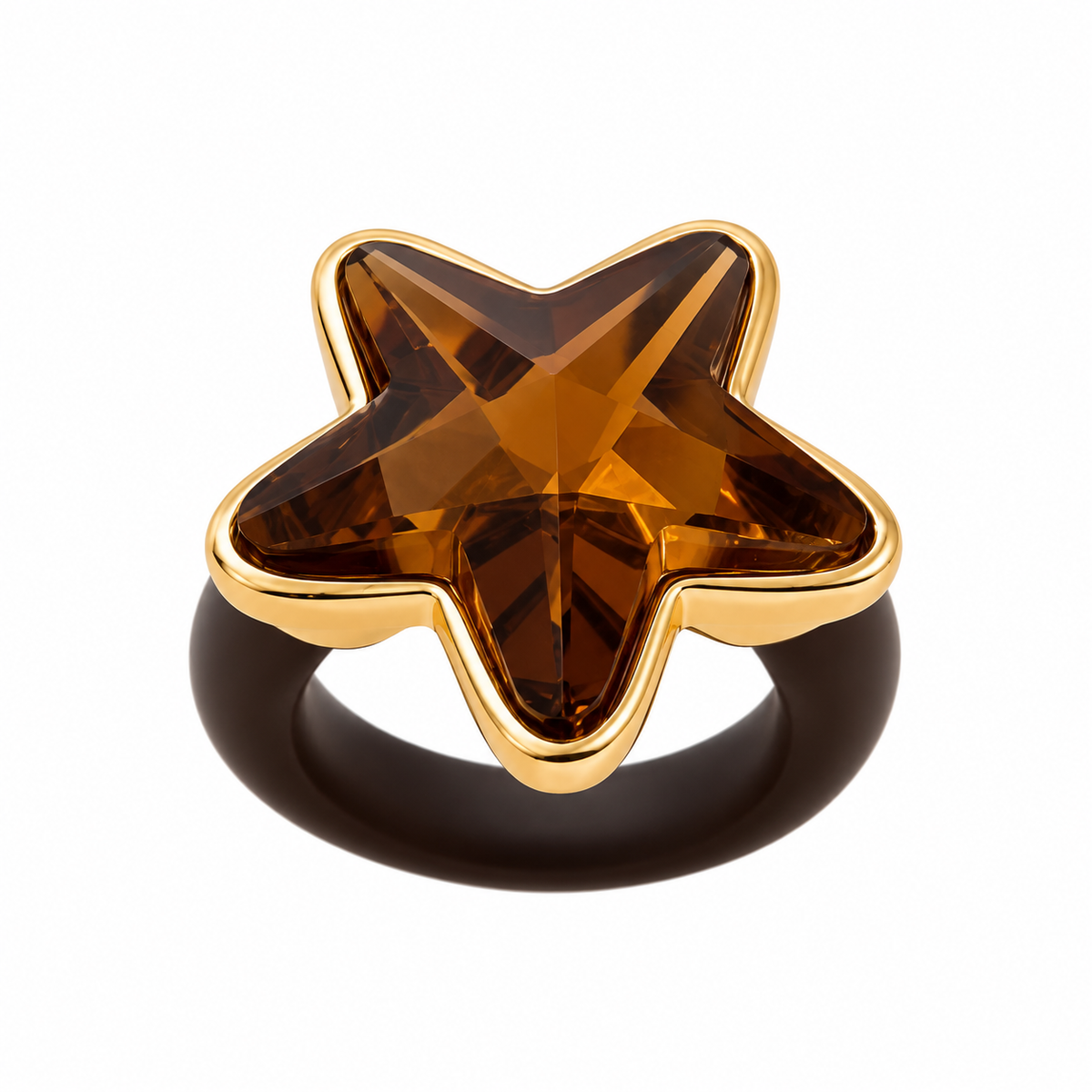 Anillo Astral de caucho con cristal facetado y baño de oro, foto 1
