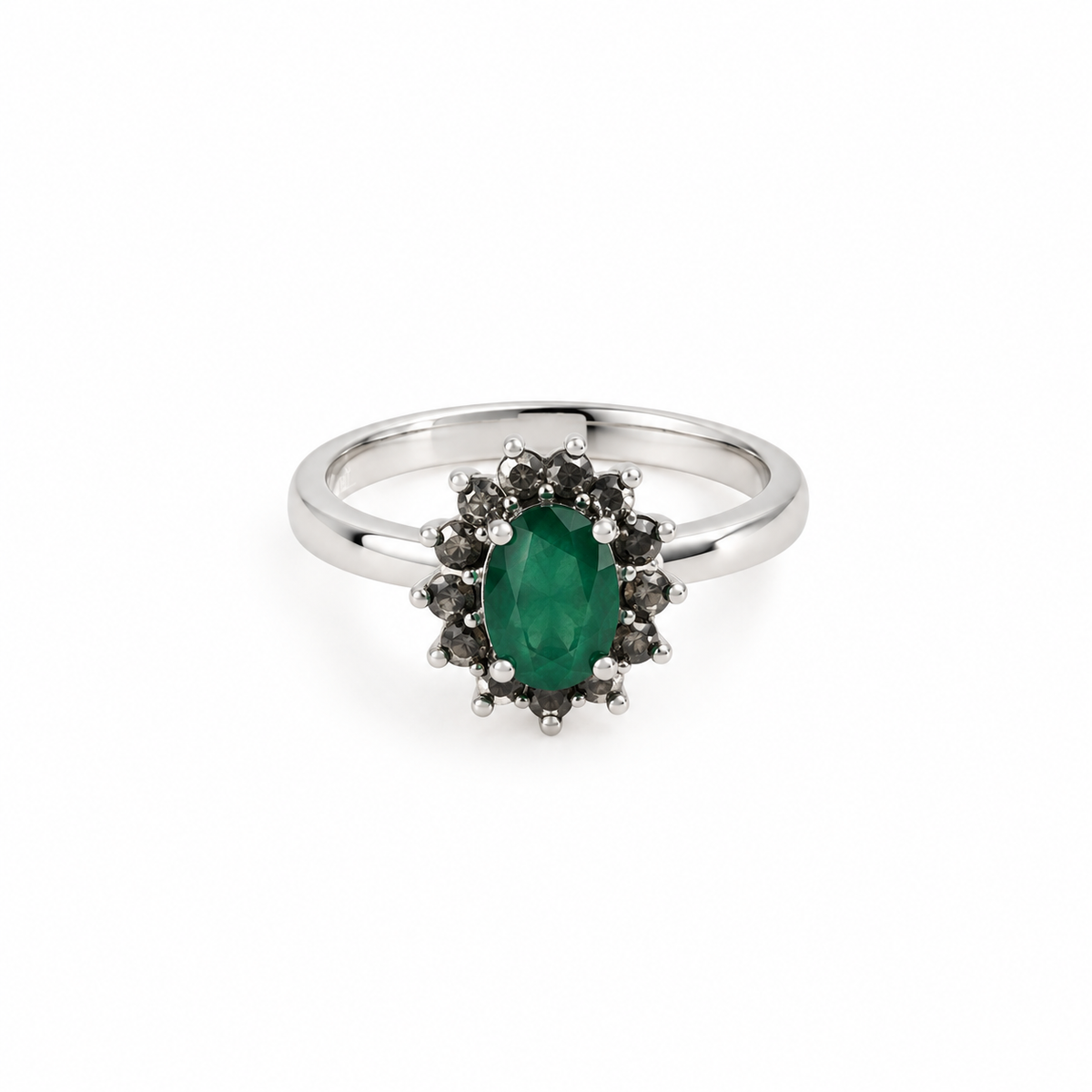 Anillo Tanza de plata con circonita verde esmeralda