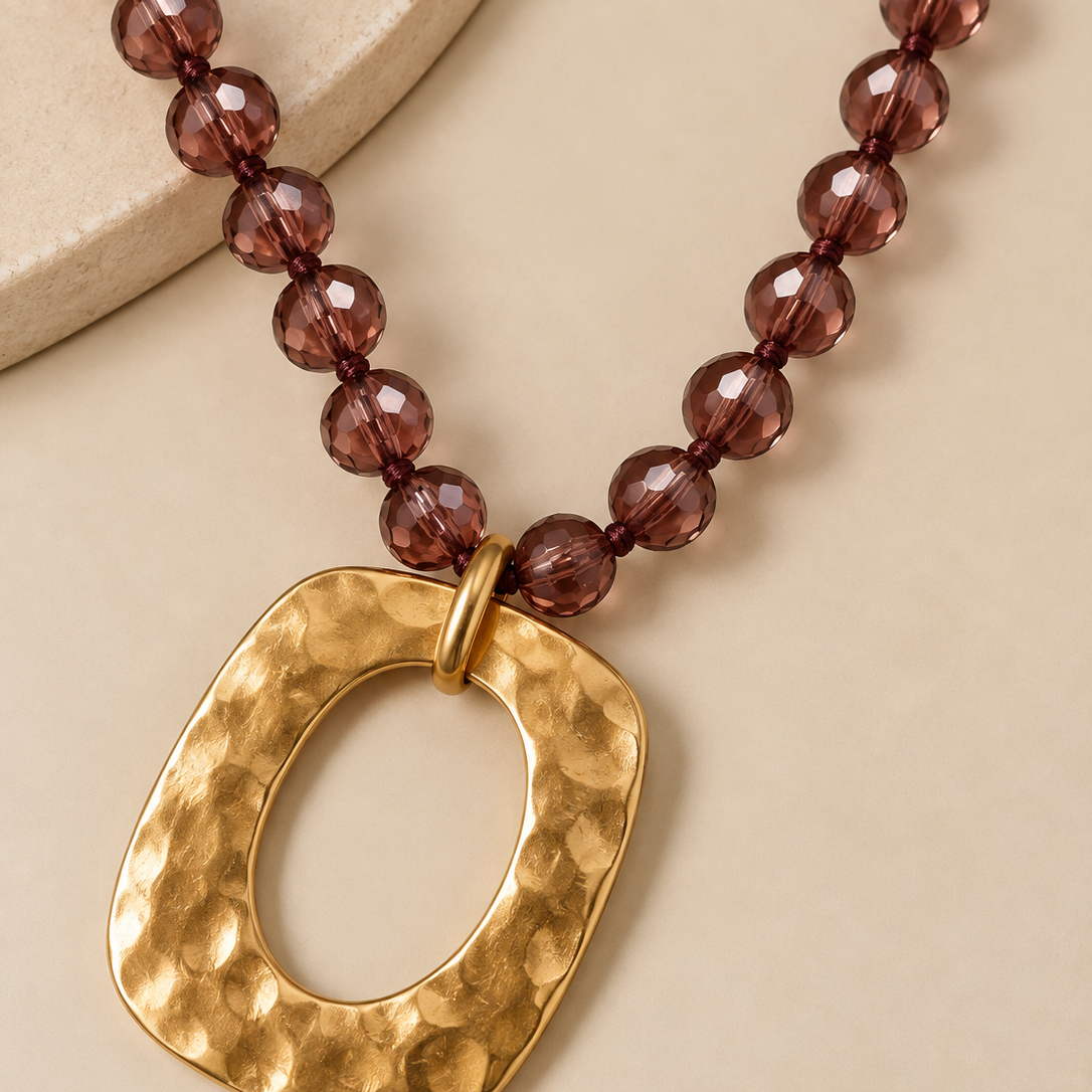 Collar Vela, piedra natural - Alma de Plata