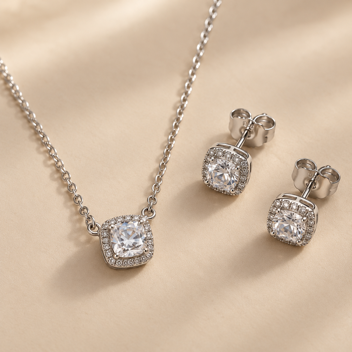 Pack Albora de plata 925, collar de 41 cm y pendientes