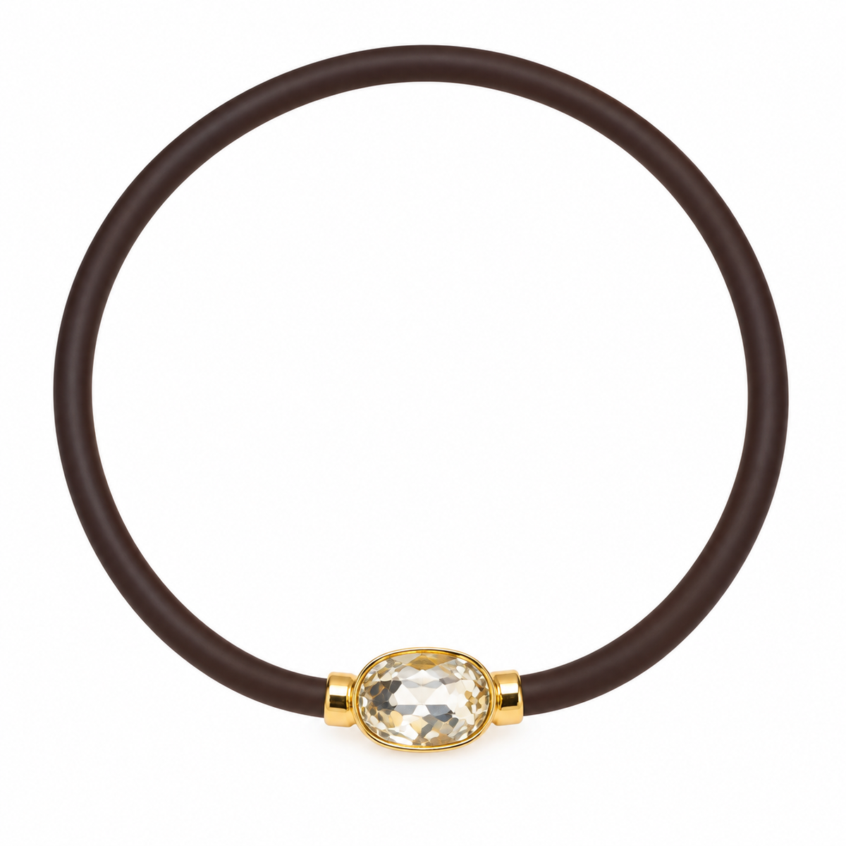 Collar Ébano de caucho con circonita, vista 9 - Alma de Plata
