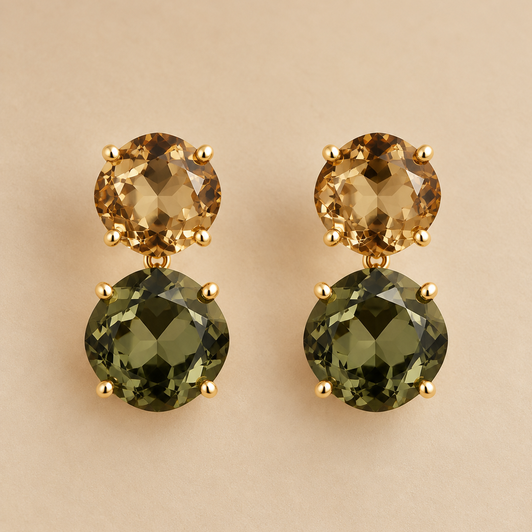 Pendientes Iris de colores con baño de oro
