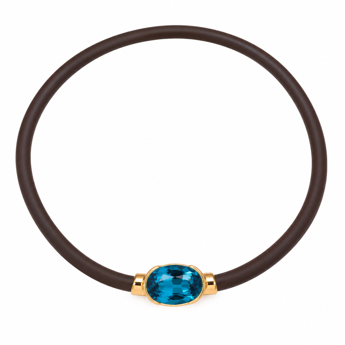 Collar Ébano de caucho con circonita, vista 4 - Alma de Plata