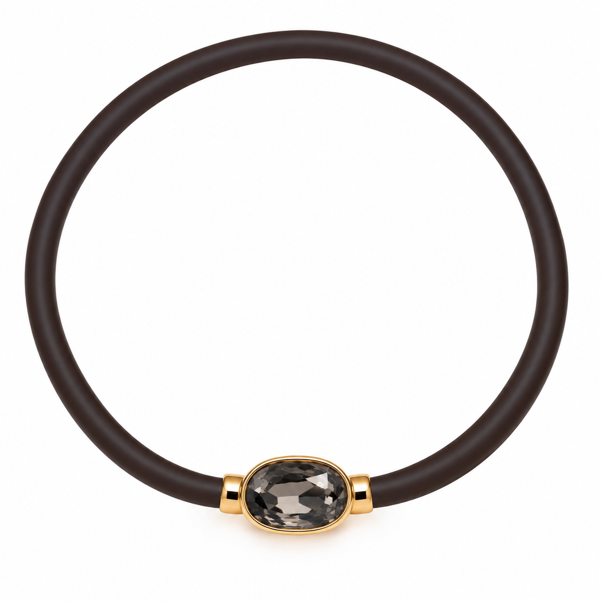 Collar Ébano de caucho con circonita, vista 12 - Alma de Plata