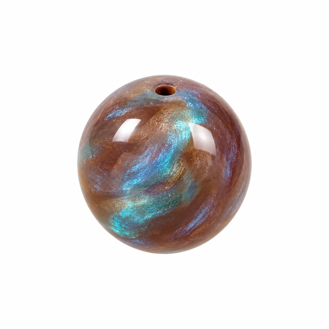 Charm Elna azul dorado - esfera de resina marmolada - Alma de Plata