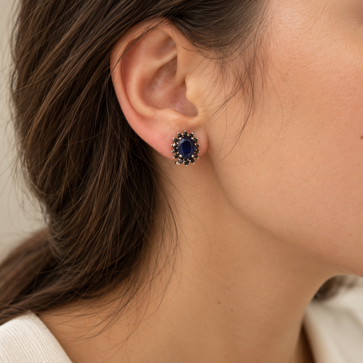 Pendientes de plata 925 Tanza en azul oscuro, verde y azul claro