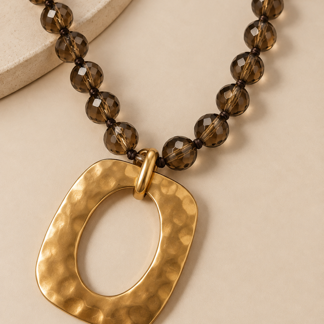Collar de piedra con colgante vela - Alma de Plata