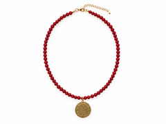 Collar Nuba de bolas de madera y latón con baño de oro - Alma de Plata