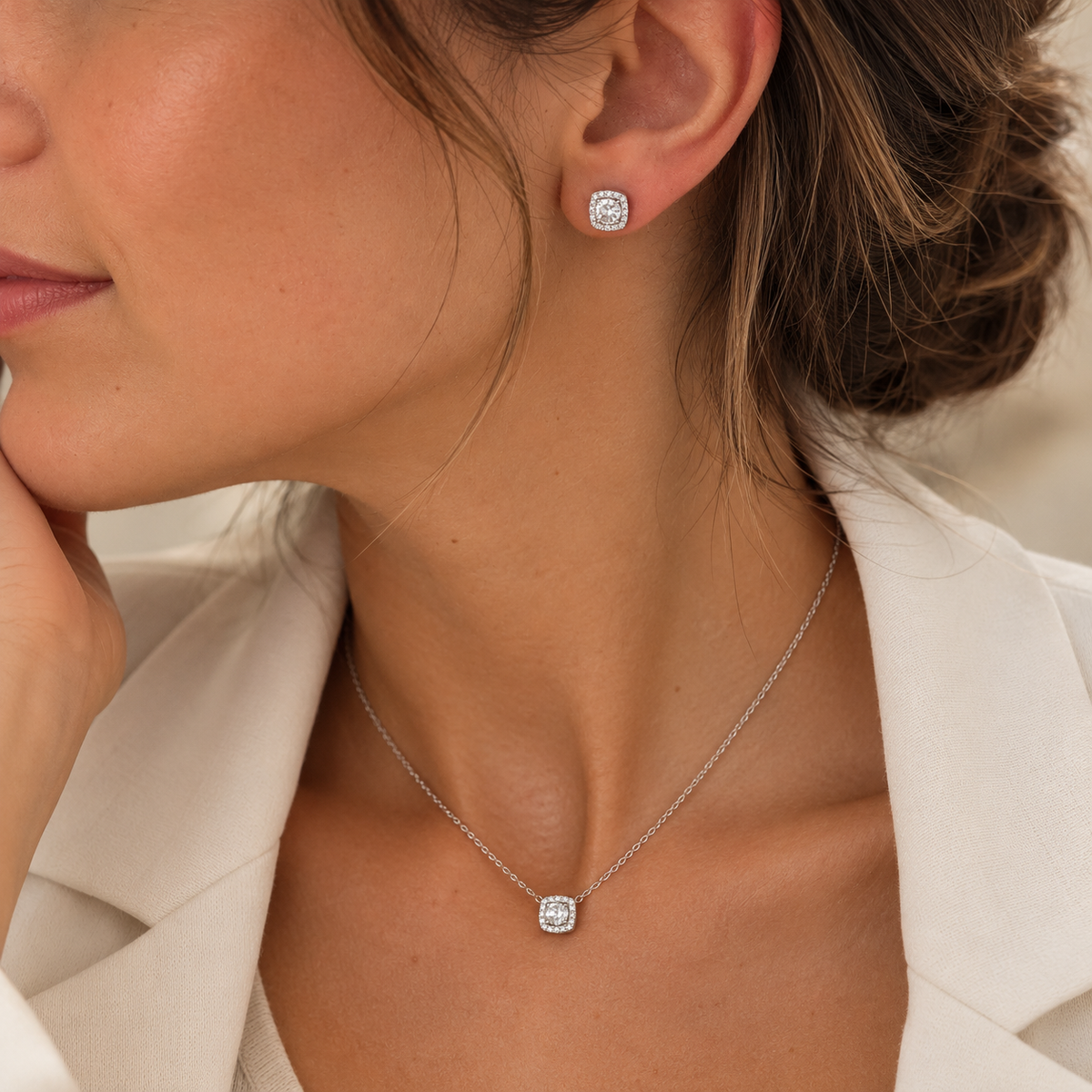Conjunto de collar y pendientes de plata 925 Albora