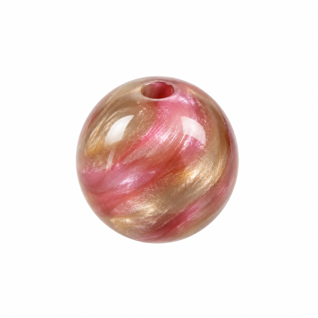 Charm Elna rosa dorado - esfera de resina marmolada - Alma de Plata