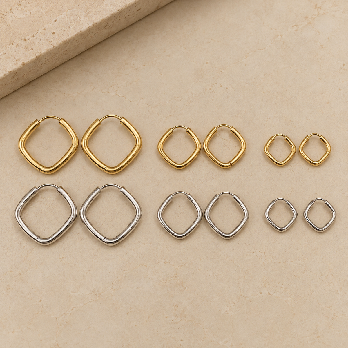 Pendientes de aro Bruma de plata 925 con baño de oro