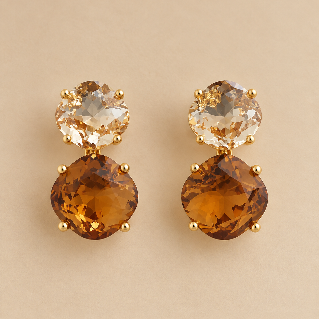 Pendientes dorados Iris de bisutería con baño de oro