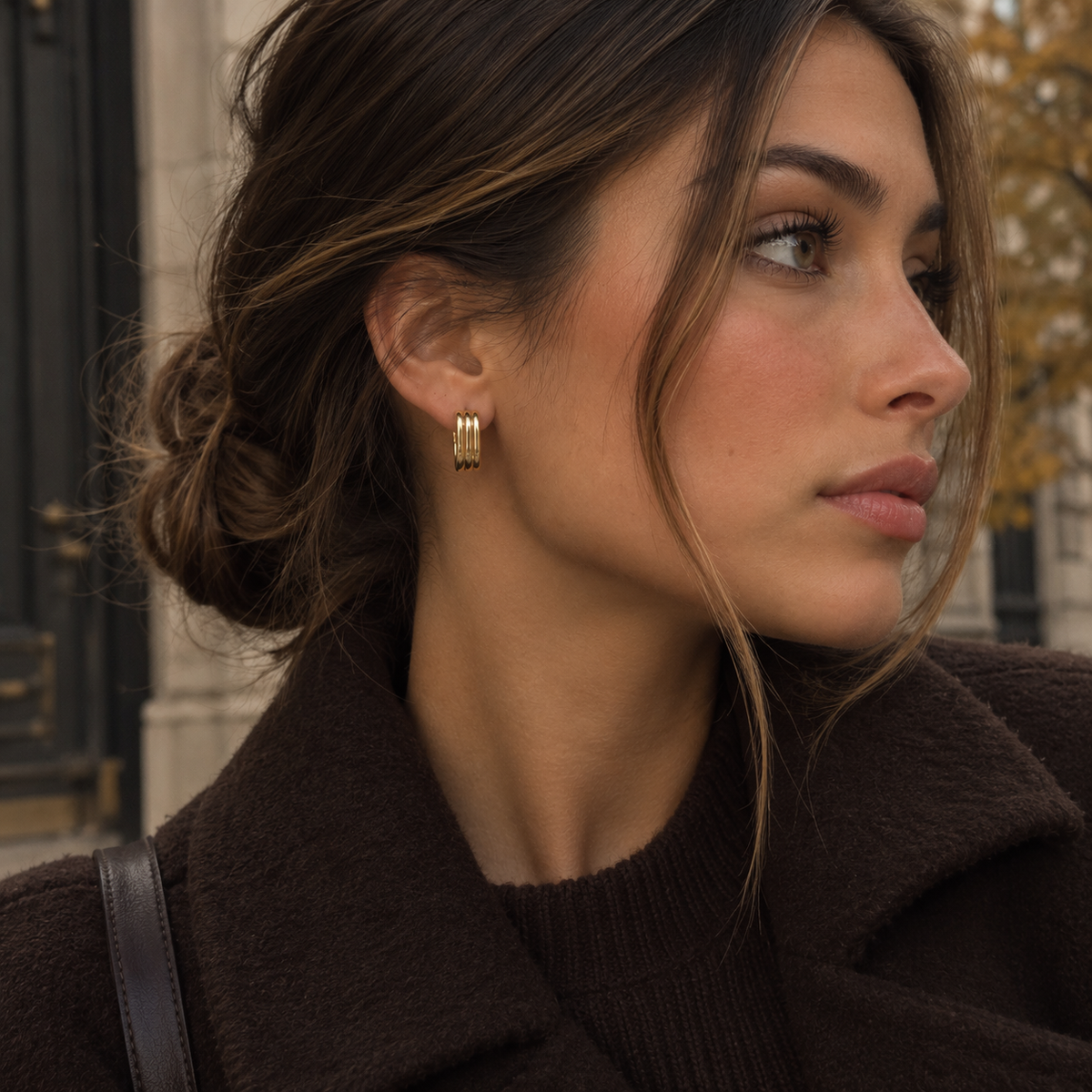Pendientes Sira, aros gruesos de plata 925 en plateado y dorado