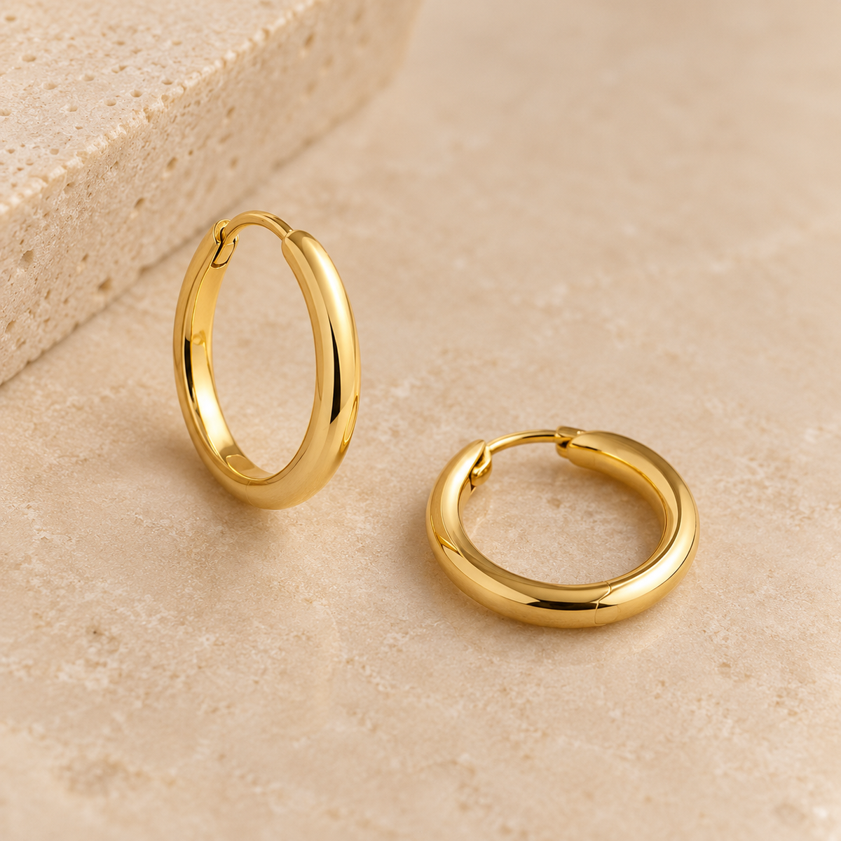 Pendientes Isla, aros de plata 925 con baño de oro