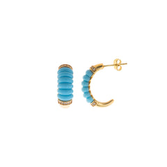 Pendientes Azure de medio aro esmaltado con resina y circonitas - Alma de Plata