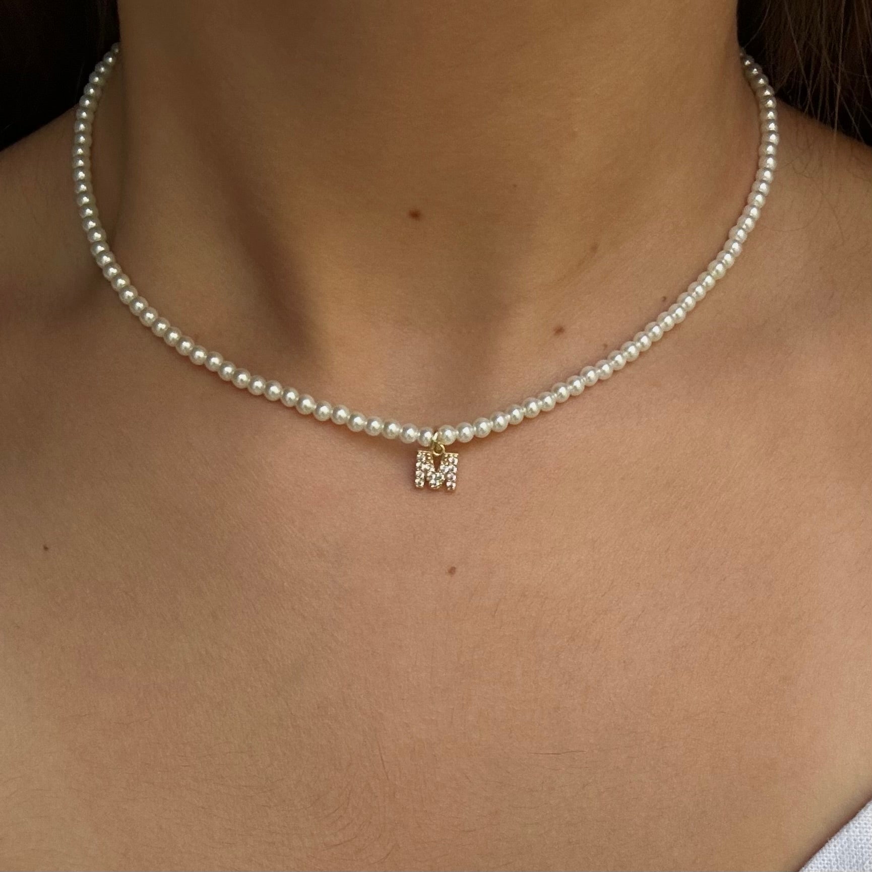 COLLAR PERLA INICIAL CIRCONITA