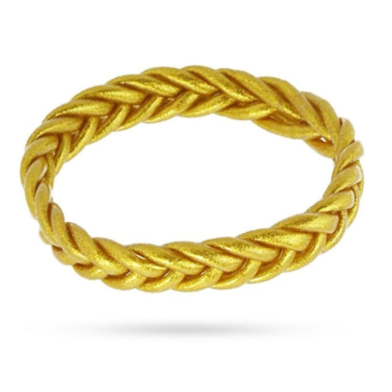DOUBLE BRAIDED GOLD LEAF BRACELET 