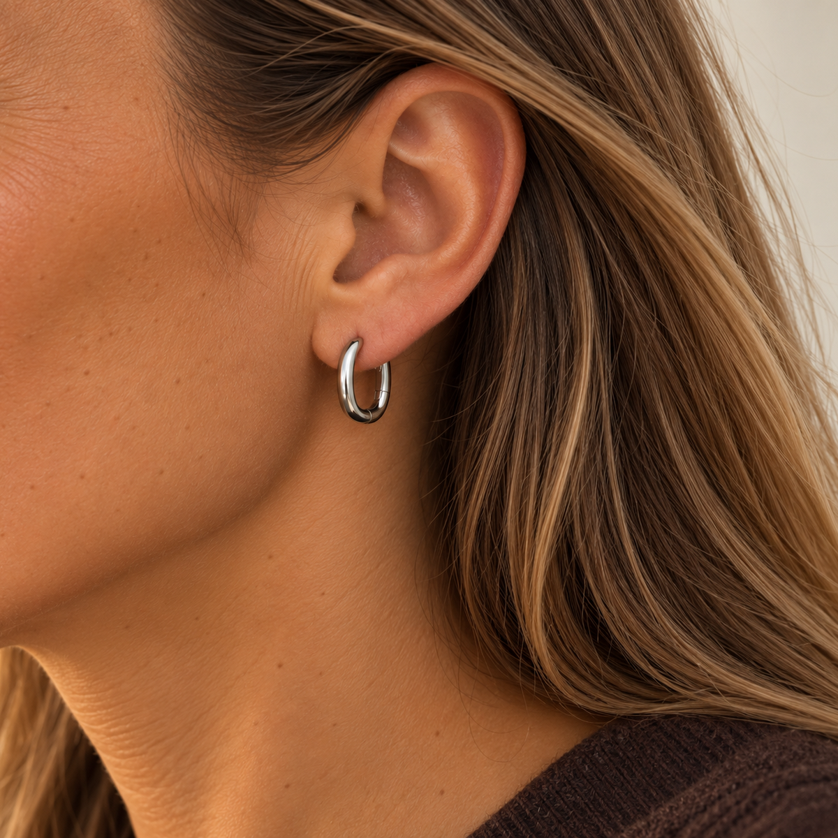 Pendientes Febe de luna en plata 925, otra vista