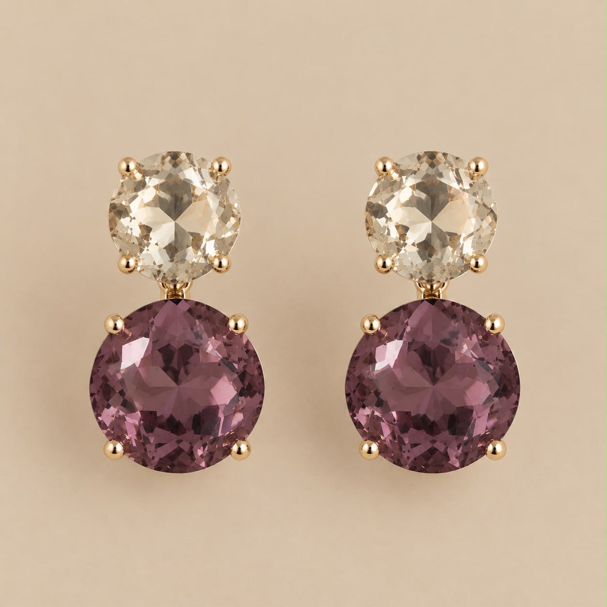 Pendientes Iris de latón con baño de oro y color