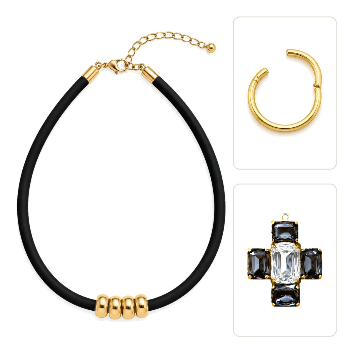 PACK COLLAR CAUCHO + CRUZ ESENZA